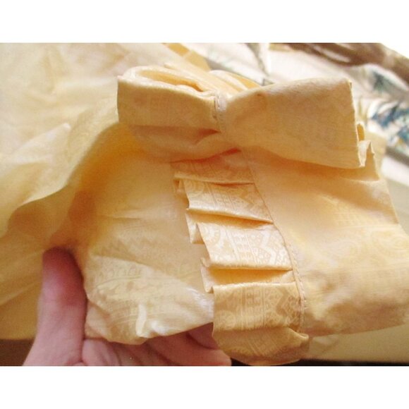 Vintage 1960's True Mod Blouse Yellow Ruffled With 3/4 Sleeves & High Neckline - Picture 9 of 9